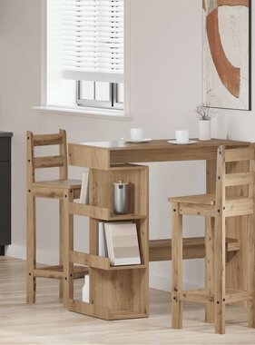 VidaXL Bartafel met opbergrek 100x48x101,5 cm artisanaal eikenkleurig