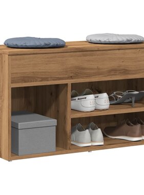 VidaXL Schoenenbankje 80x30x45 cm bewerkt hout artisanaal eikenkleur