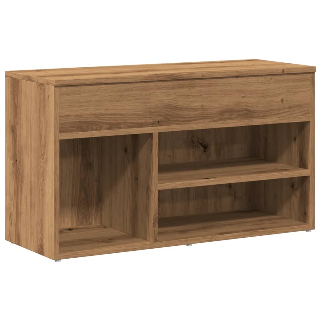VidaXL Schoenenbankje 80x30x45 cm bewerkt hout artisanaal eikenkleur