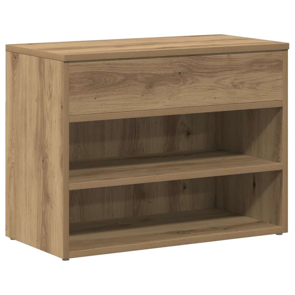 VidaXL Schoenenbankje 60x30x45 cm bewerkt hout artisanaal eikenkleur