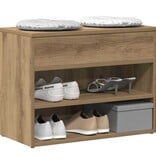 VidaXL Schoenenbankje 60x30x45 cm bewerkt hout artisanaal eikenkleur