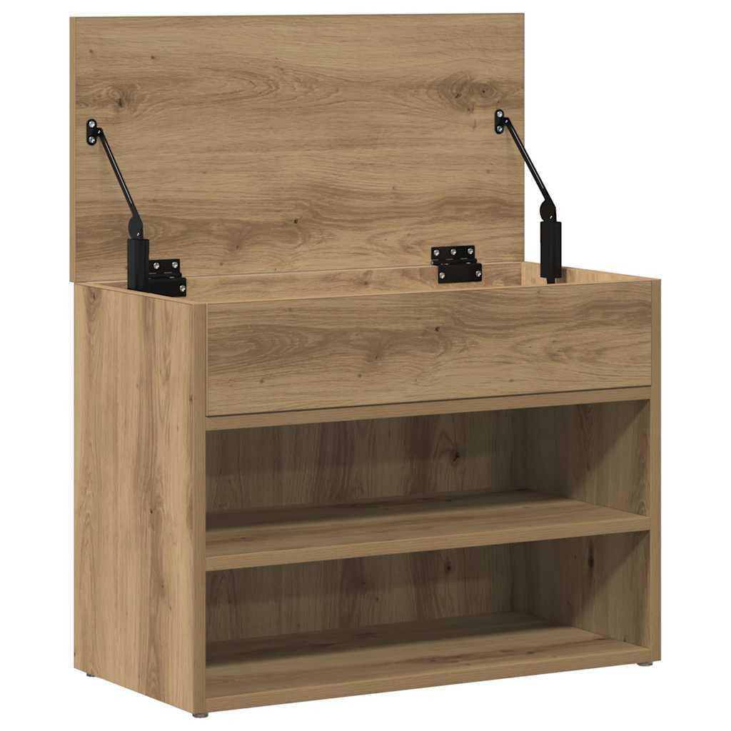 VidaXL Schoenenbankje 60x30x45 cm bewerkt hout artisanaal eikenkleur