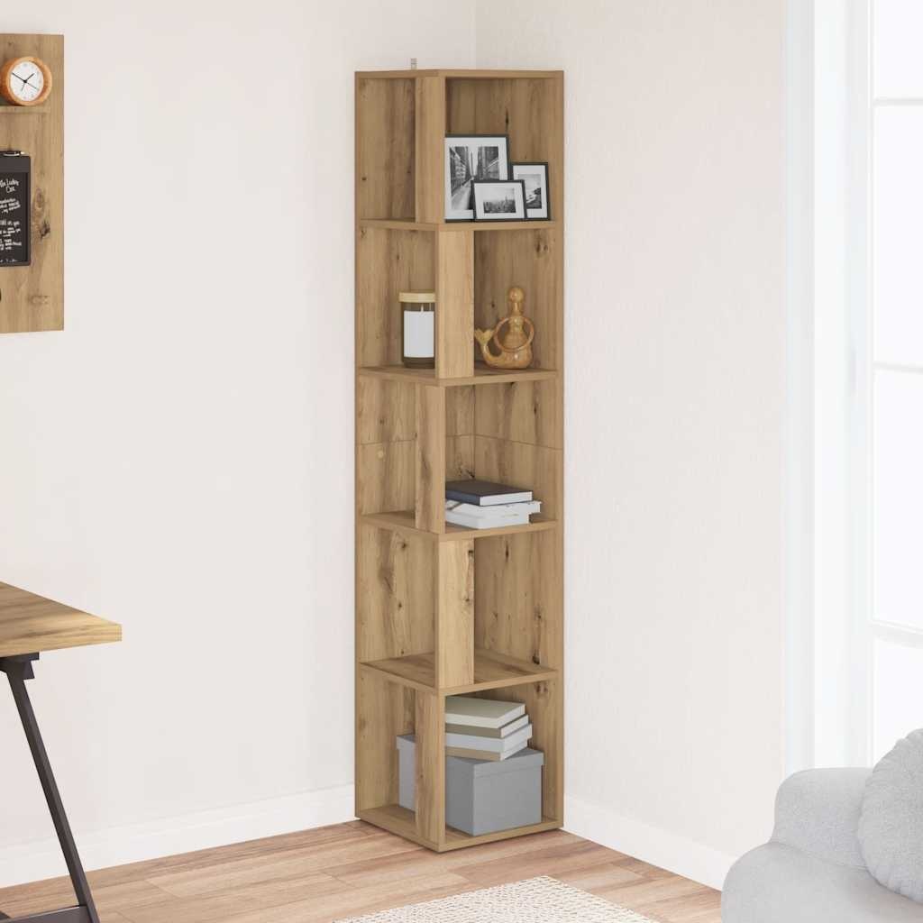 VidaXL Hoekkast 33x33x165 cm bewerkt hout artisanaal eikenkleur