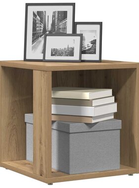 VidaXL Bijzettafel 33x33x34 cm bewerkt hout artisanaal eikenkleurig