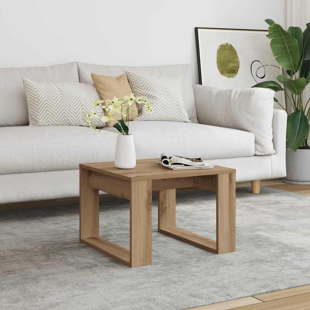 VidaXL Bijzettafel 50x50x35 cm bewerkt hout artisanaal eikenkleurig