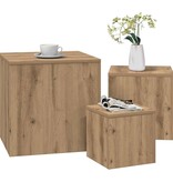 VidaXL Bijzettafels 3 st bewerkt hout artisanaal eikenkleur
