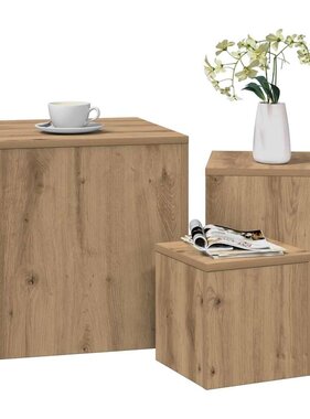VidaXL Bijzettafels 3 st bewerkt hout artisanaal eikenkleur