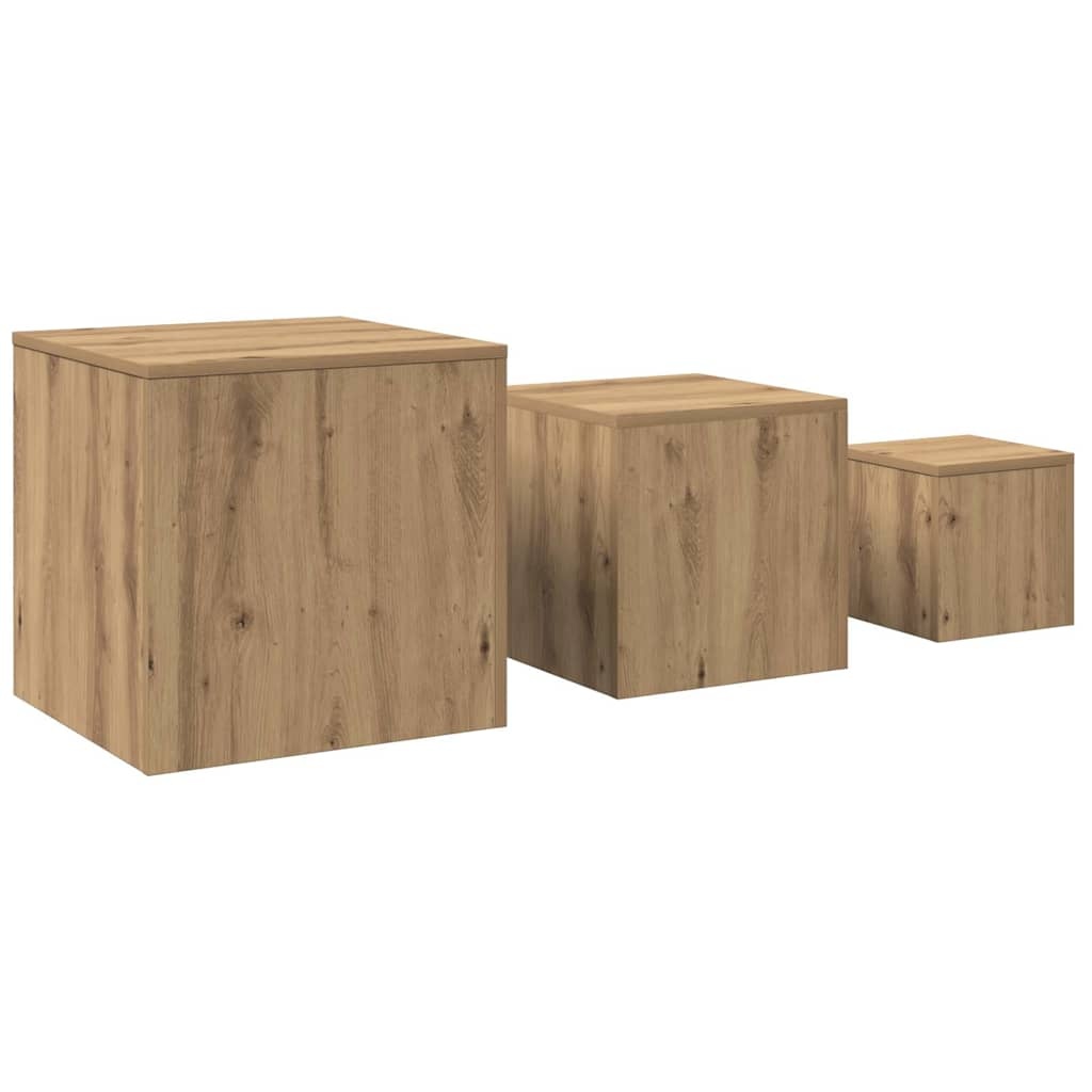 VidaXL Bijzettafels 3 st bewerkt hout artisanaal eikenkleur