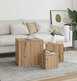 VidaXL Bijzettafels 3 st bewerkt hout artisanaal eikenkleur