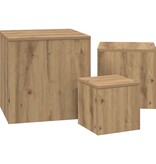 VidaXL Bijzettafels 3 st bewerkt hout artisanaal eikenkleur