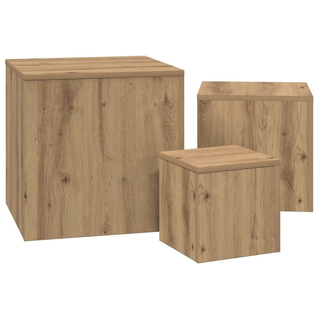 VidaXL Bijzettafels 3 st bewerkt hout artisanaal eikenkleur