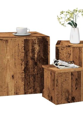VidaXL Bijzettafels 3 st bewerkt hout oud houtkleurig