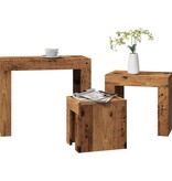 VidaXL 3-delige Tafeltjesset bewerkt hout oud houtkleurig