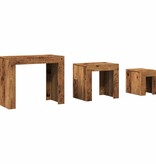 VidaXL 3-delige Tafeltjesset bewerkt hout oud houtkleurig