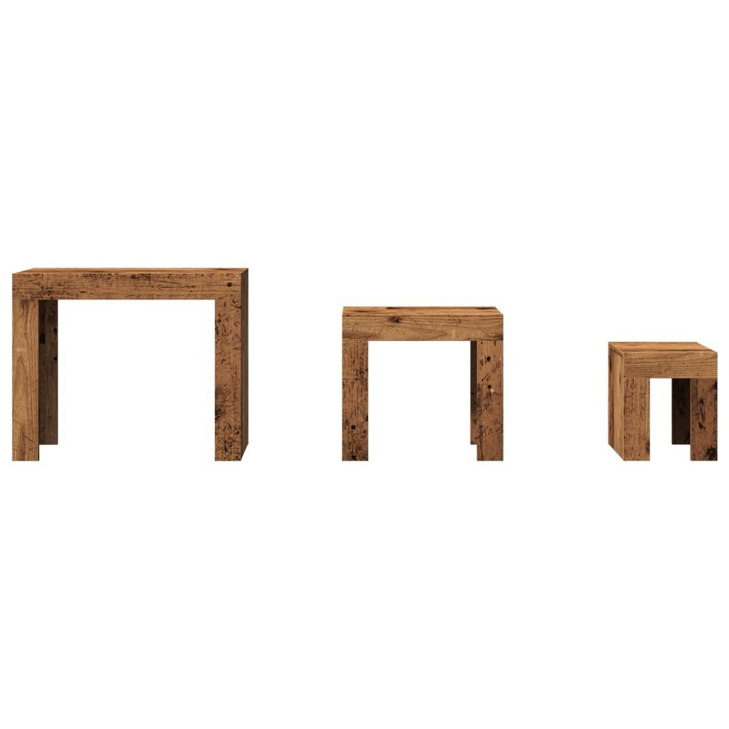 VidaXL 3-delige Tafeltjesset bewerkt hout oud houtkleurig