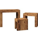 VidaXL 3-delige Tafeltjesset bewerkt hout oud houtkleurig