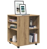 VidaXL Rolkast 60x53x72 cm bewerkt hout artisanaal eikenkleurig