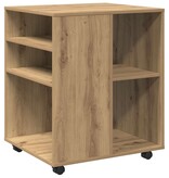 VidaXL Rolkast 60x53x72 cm bewerkt hout artisanaal eikenkleurig