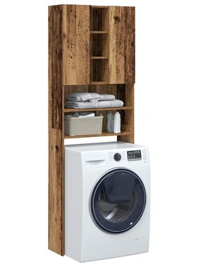 VidaXL Wasmachinekast 64x25,5x190 cm oud houtkleurig
