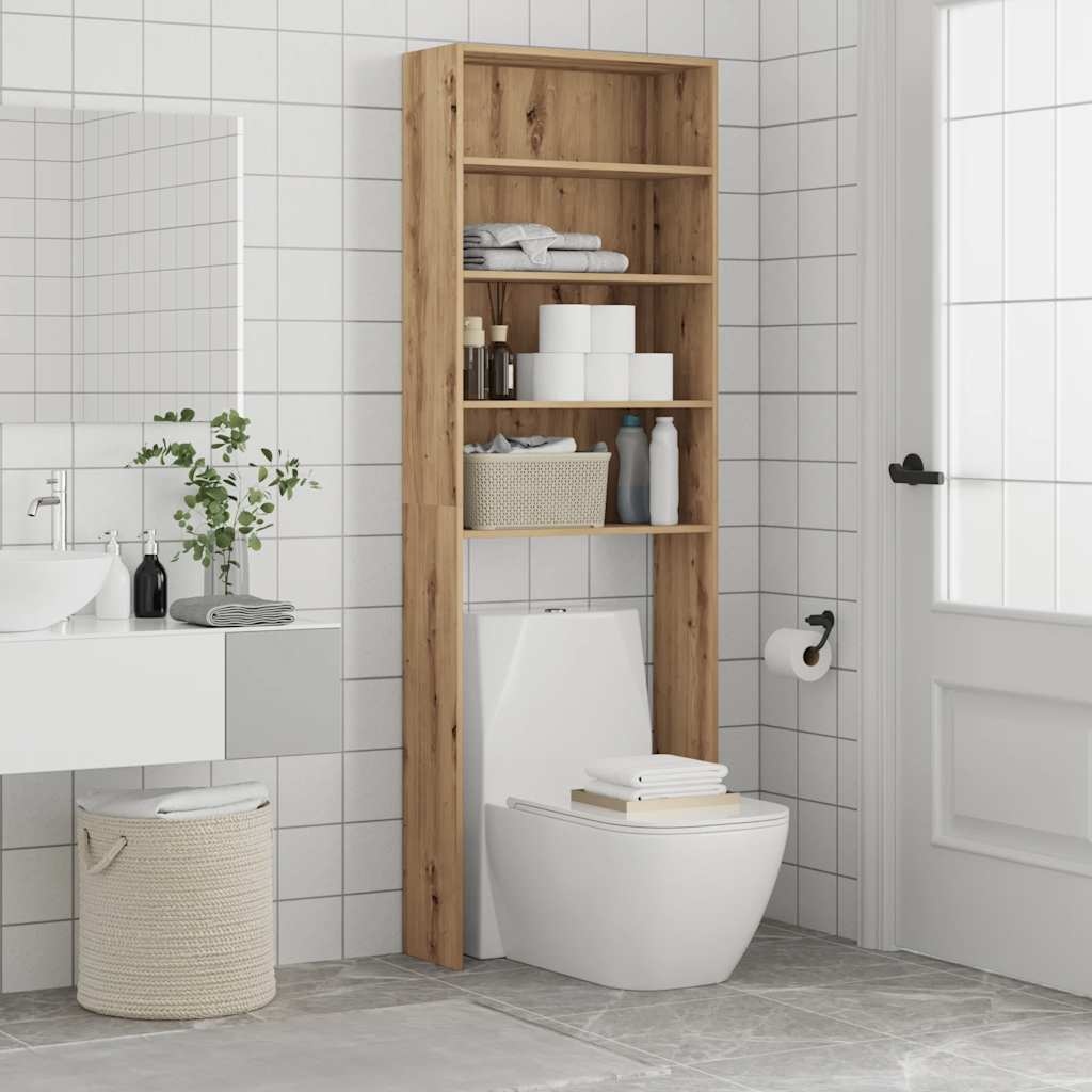 VidaXL Wasmachinekast 64x24x190 cm artisanaal eikenkleur