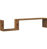 VidaXL Wandschappen 2 st 100x15x20 cm bewerkt hout oud houtkleurig