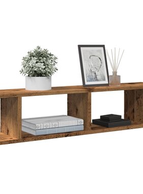 VidaXL Wandschappen 2 st 90x18x20 cm bewerkt hout oud houtkleurig