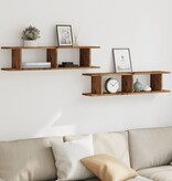 VidaXL Wandschappen 2 st 90x18x20 cm bewerkt hout oud houtkleurig