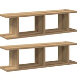 VidaXL Wandschappen 2 st 75x18x20cm bewerkt hout artisanaal eikenkleur