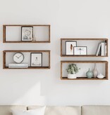 VidaXL Wandschappen kubus 4 st 60x15x23 cm bewerkt hout oud houtkleur