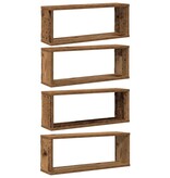 VidaXL Wandschappen kubus 4 st 60x15x23 cm bewerkt hout oud houtkleur