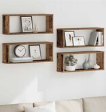 VidaXL Wandschappen kubus 4 st 60x15x23 cm bewerkt hout oud houtkleur