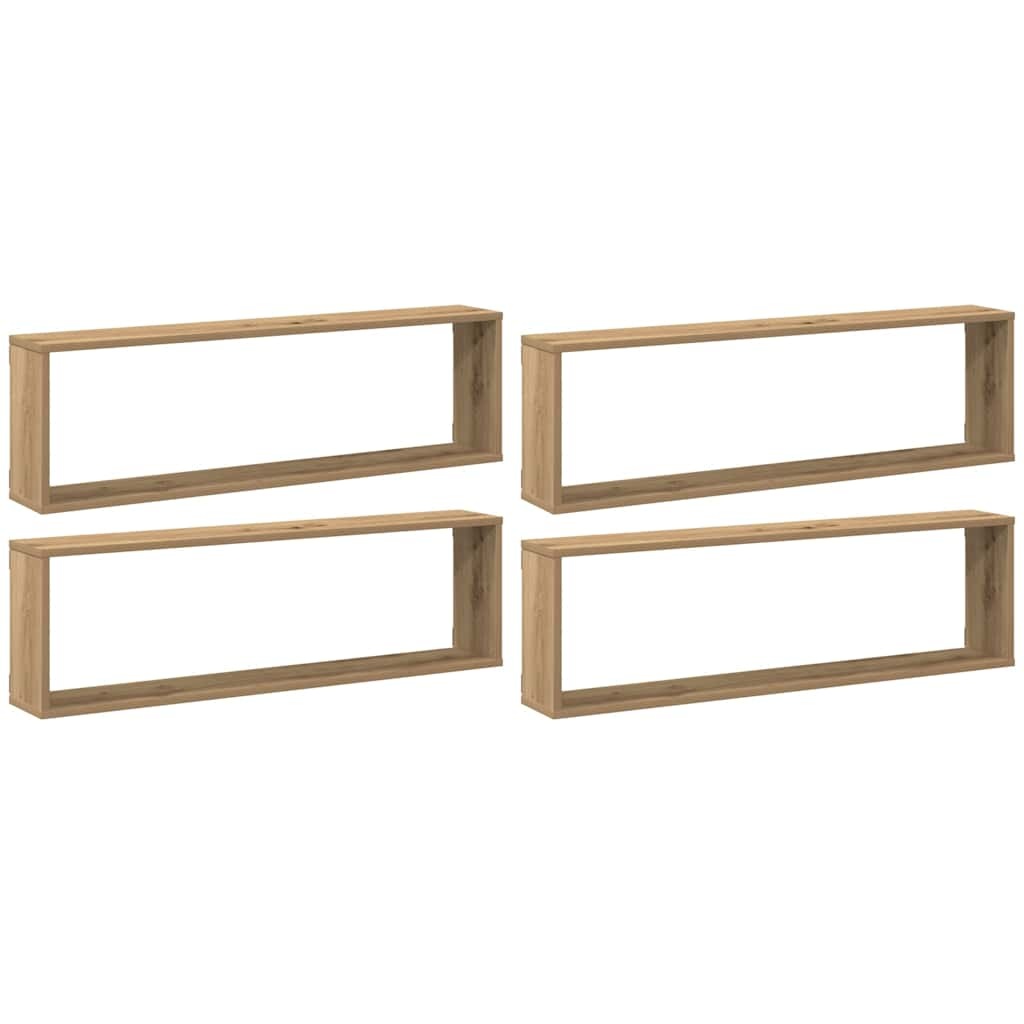 VidaXL Wandschappen kubus 4st 100x15x30cm bewerkt hout artisanaaleiken