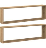 VidaXL Wandschappen kubus 2st 100x15x30cm bewerkt hout artisanaaleiken