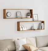 VidaXL Wandschappen kubus 2 st 100x15x30 cm bewerkt hout oud hout