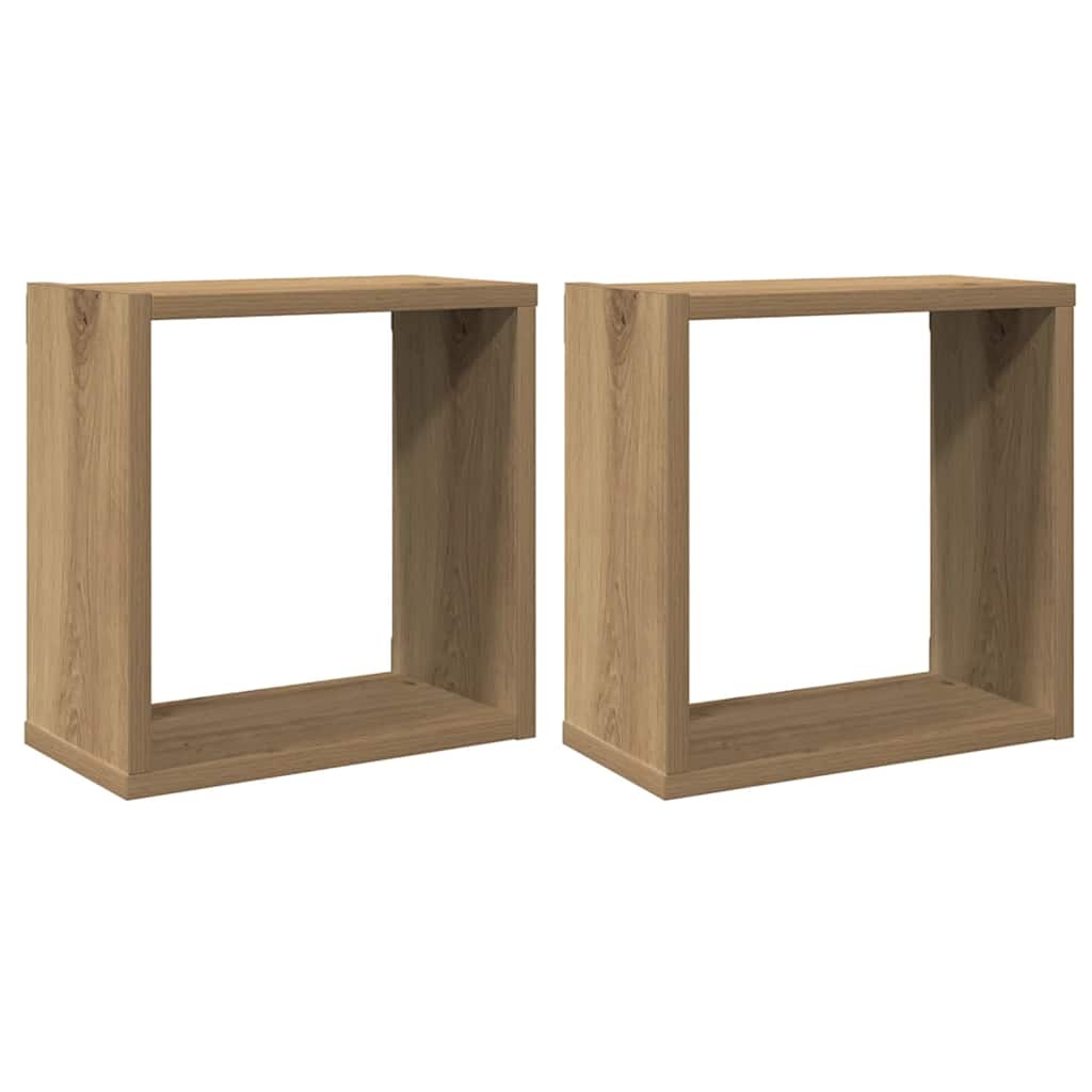 VidaXL Wandschappen kubus 2st 30x15x30cm bewerkt hout artisanaal eiken