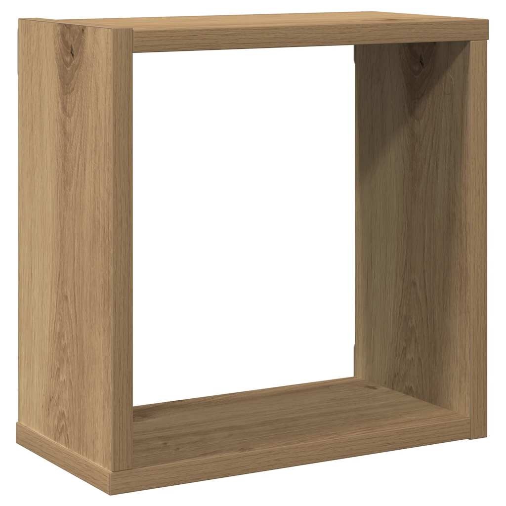 VidaXL Wandschappen kubus 2st 30x15x30cm bewerkt hout artisanaal eiken