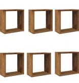 VidaXL Wandschappen kubus 6 st 30x15x30cm bewerkt hout oud houtkleurig