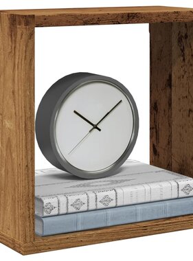 VidaXL Wandschappen kubus 2 st 30x15x30cm bewerkt hout oud houtkleurig