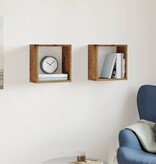 VidaXL Wandschappen kubus 2 st 30x15x30cm bewerkt hout oud houtkleurig