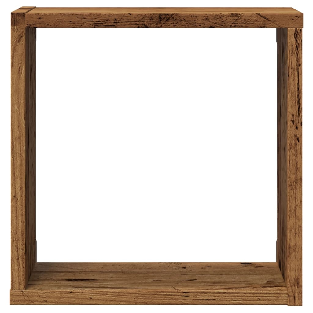 VidaXL Wandschappen kubus 2 st 30x15x30cm bewerkt hout oud houtkleurig