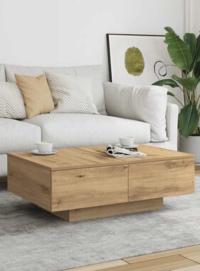 VidaXL Salontafel 90x60x31 cm bewerkt hout artisanaal eikenkleurig