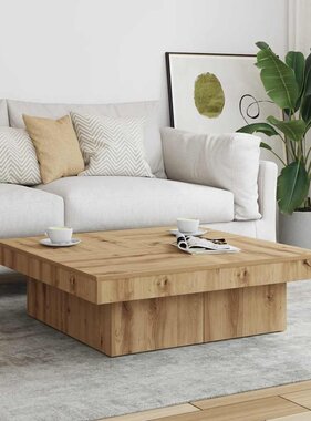 VidaXL Salontafel 90x90x28 cm bewerkt hout artisanaal eikenkleur