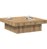 VidaXL Salontafel 90x90x28 cm bewerkt hout artisanaal eikenkleur