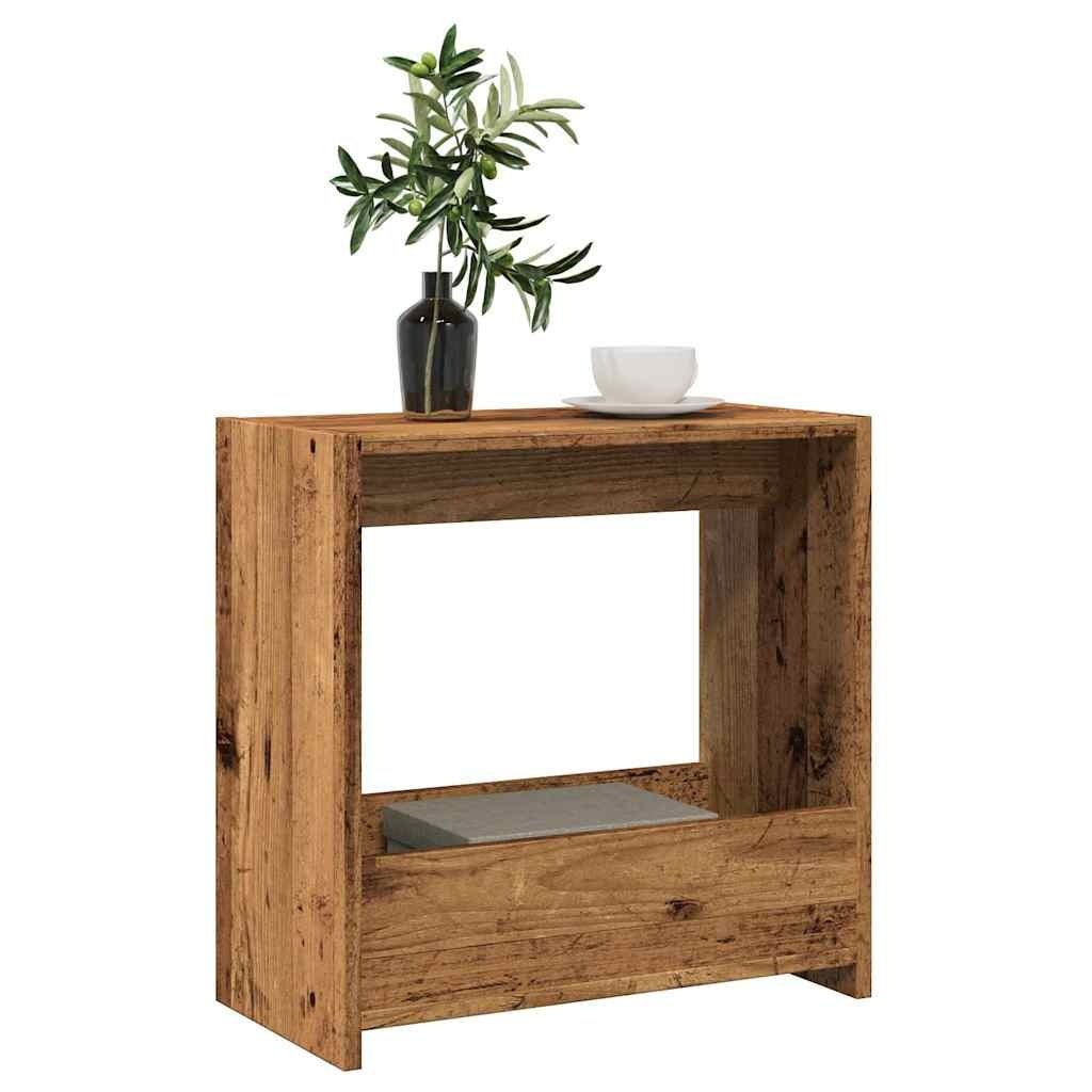 VidaXL Bijzettafel 50x26x50 cm bewerkt hout oud houtkleurig