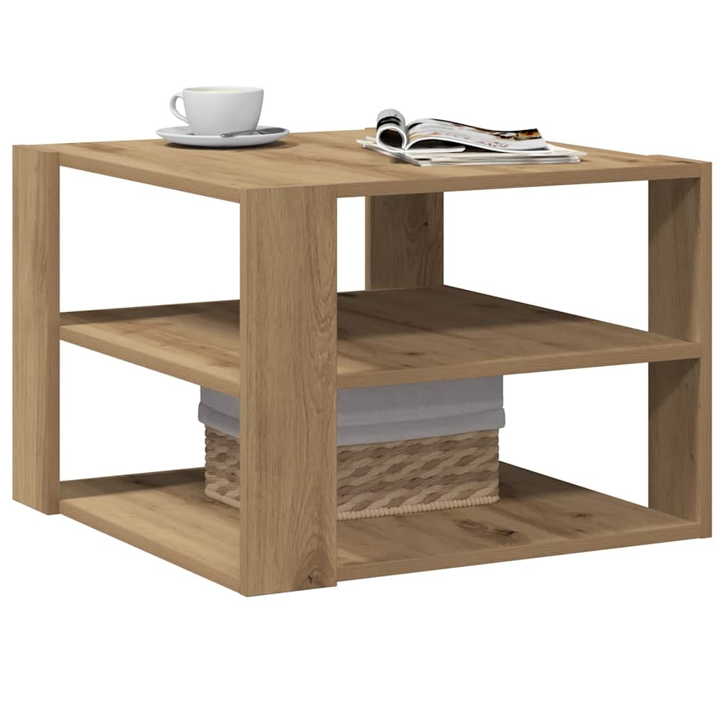 VidaXL Salontafel 58x58x40 cm bewerkt hout artisanaal eikenkleurig