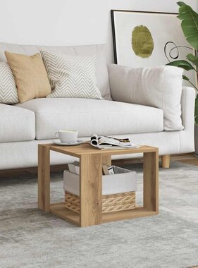 VidaXL Salontafel 40x40x30 cm bewerkt hout artisanaal eikenkleur