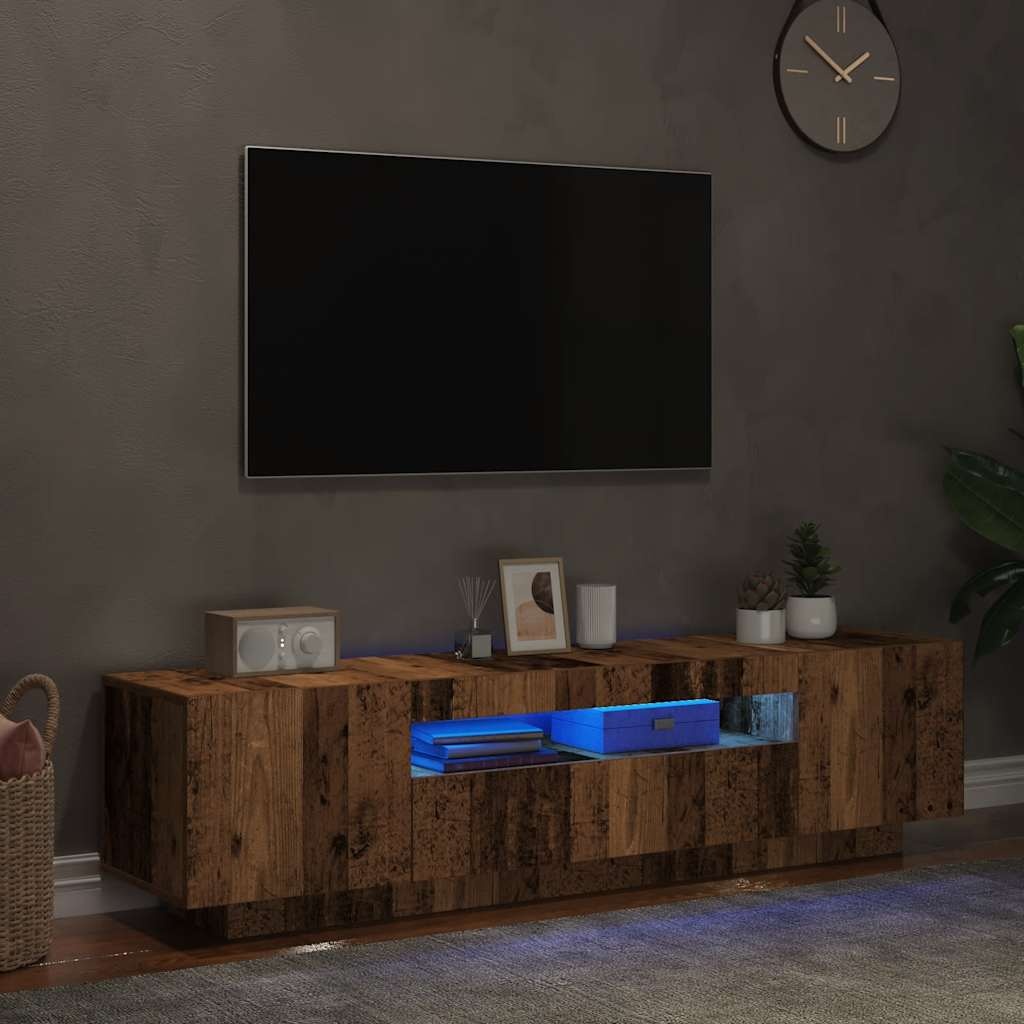 VidaXL Tv-meubel met LED 160x35x40 cm bewerkt hout oud hout