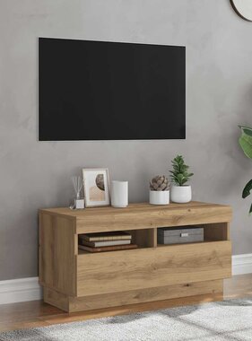 VidaXL Tv-meubel met LED 80x35x40 cm bewerkt hout artisanaal eiken