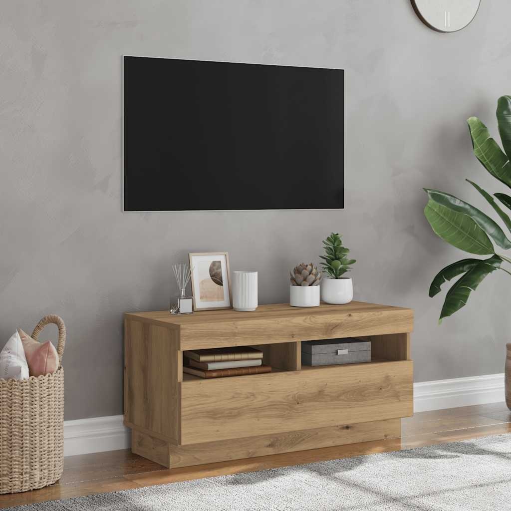 VidaXL Tv-meubel met LED 80x35x40 cm bewerkt hout artisanaal eiken
