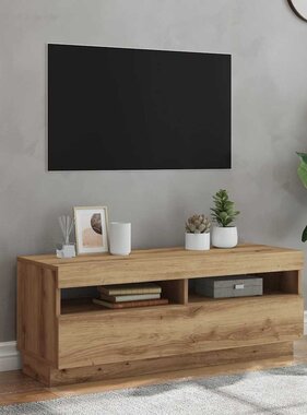 VidaXL Tv-meubel met LED 100x35x40 cm bewerkt hout artisanaal eiken